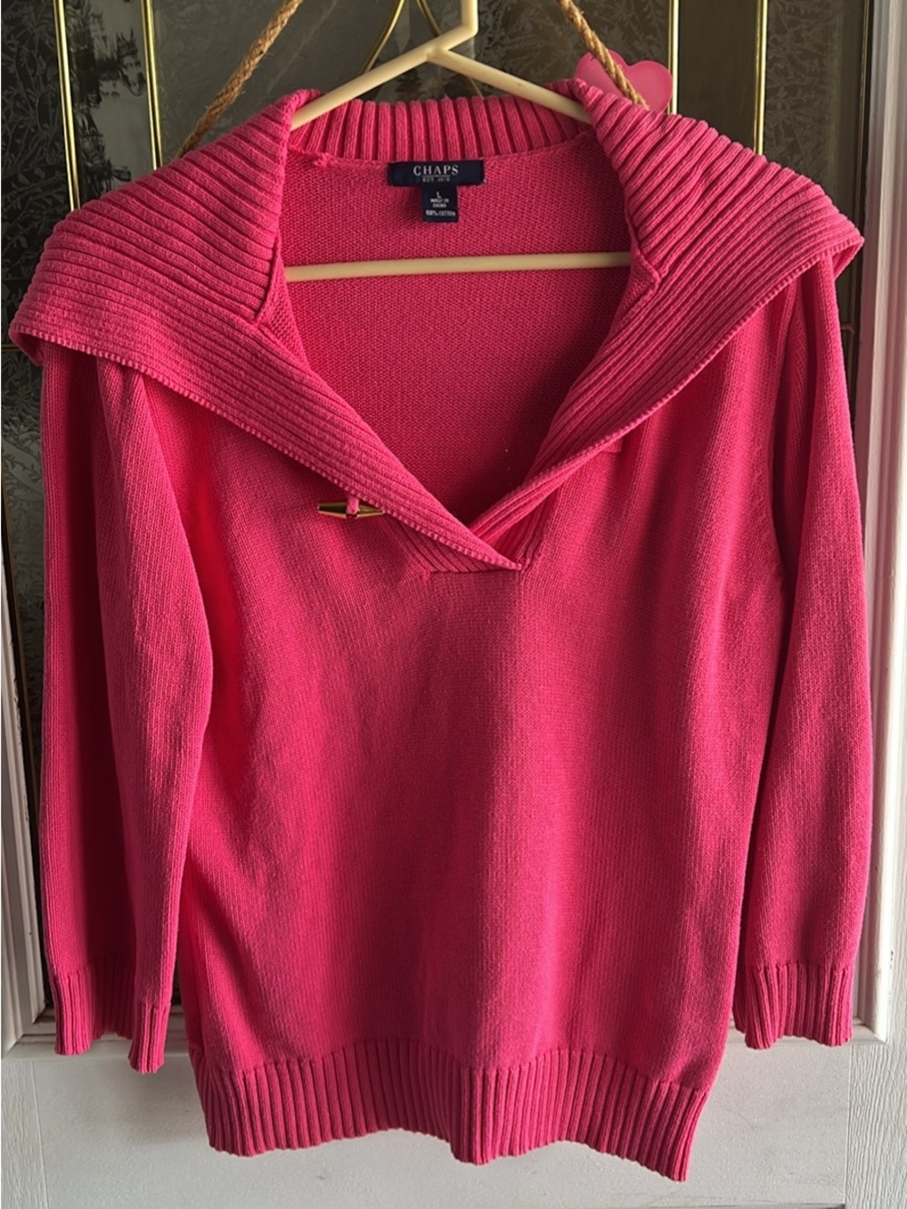 Chaps Women’s Hot Pink Cowl‑Neck Pullover Sweater